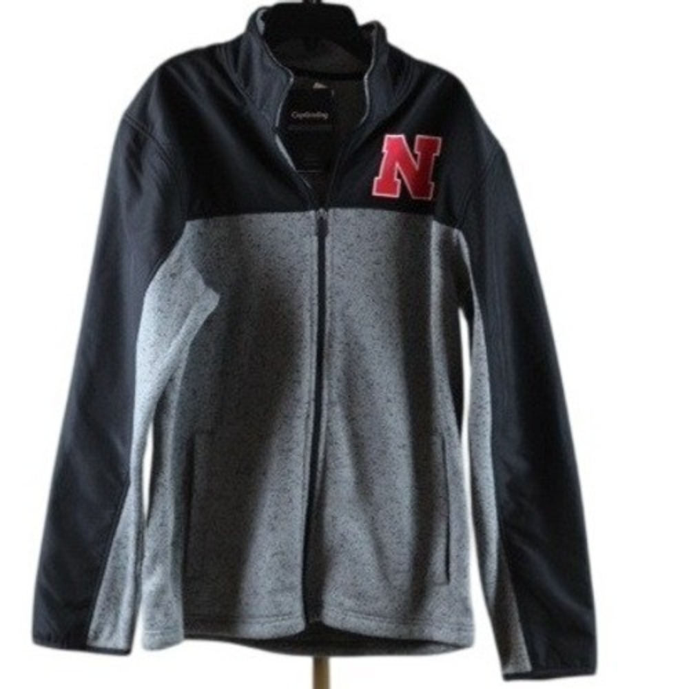 Captivating Nebraska Cornhuskers Full Zip Jacket Mens Large Grey Black NCAA NWT